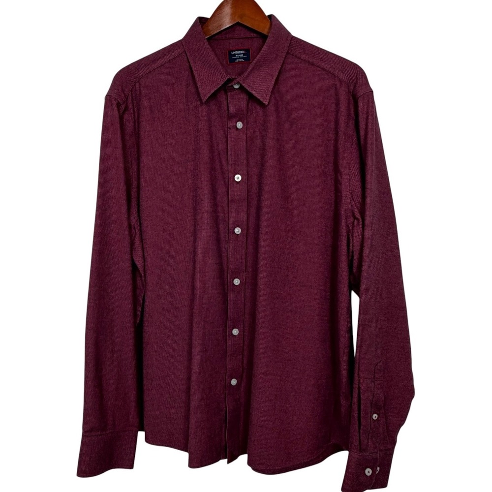UNTUCKit Vento Men‎ XL Blackberry Burgundy Button Down Shirt Long Sleeve Cotton